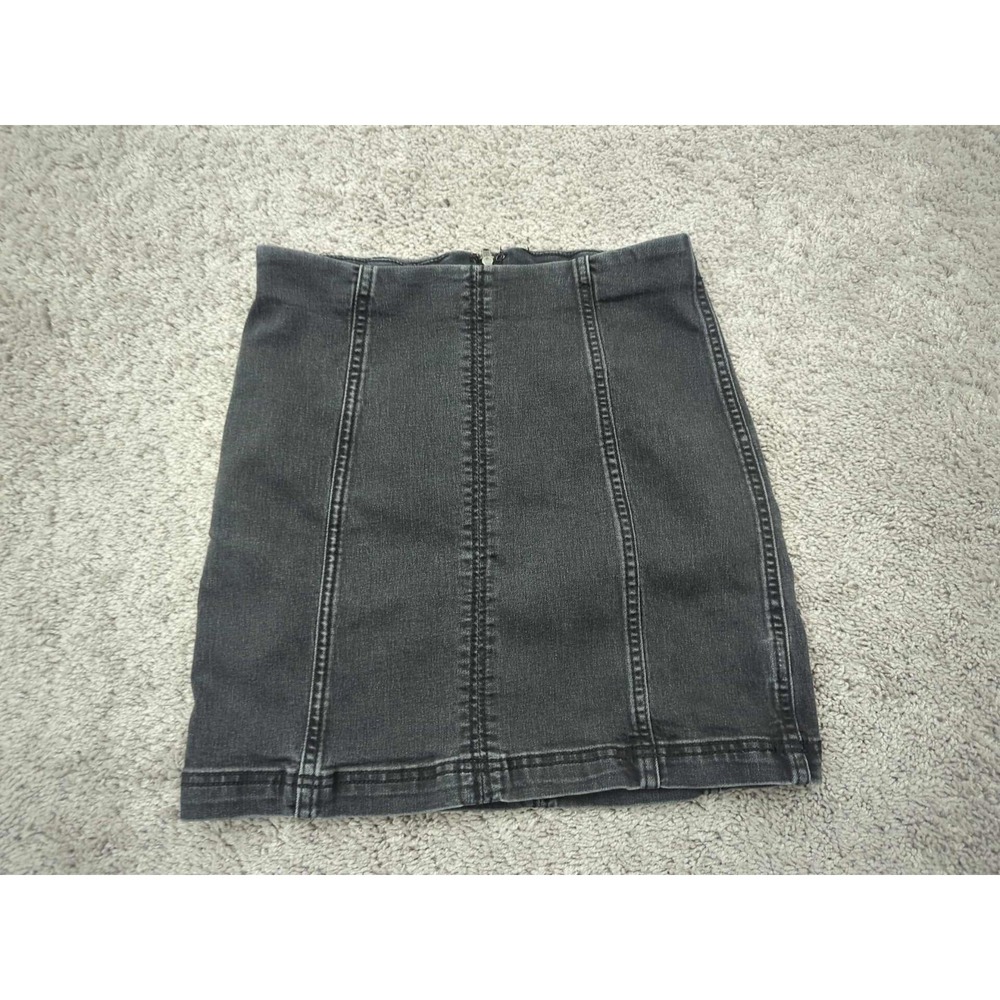 Free People Mini Skirt Womens 8 Denim Modern Femme High Rise Stretch 80s Retro
